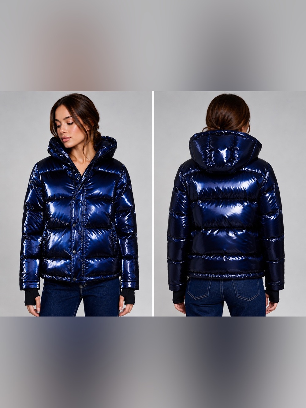 🆕 BCBGeneration Liquid Sapphire Puffer Winter Coat XL – Eco-Friendly Feather - Picture 8 of 13